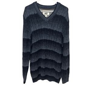 Joseph Abboud NWT Italian wool blend  cable knit striped v-neck sweater size XL